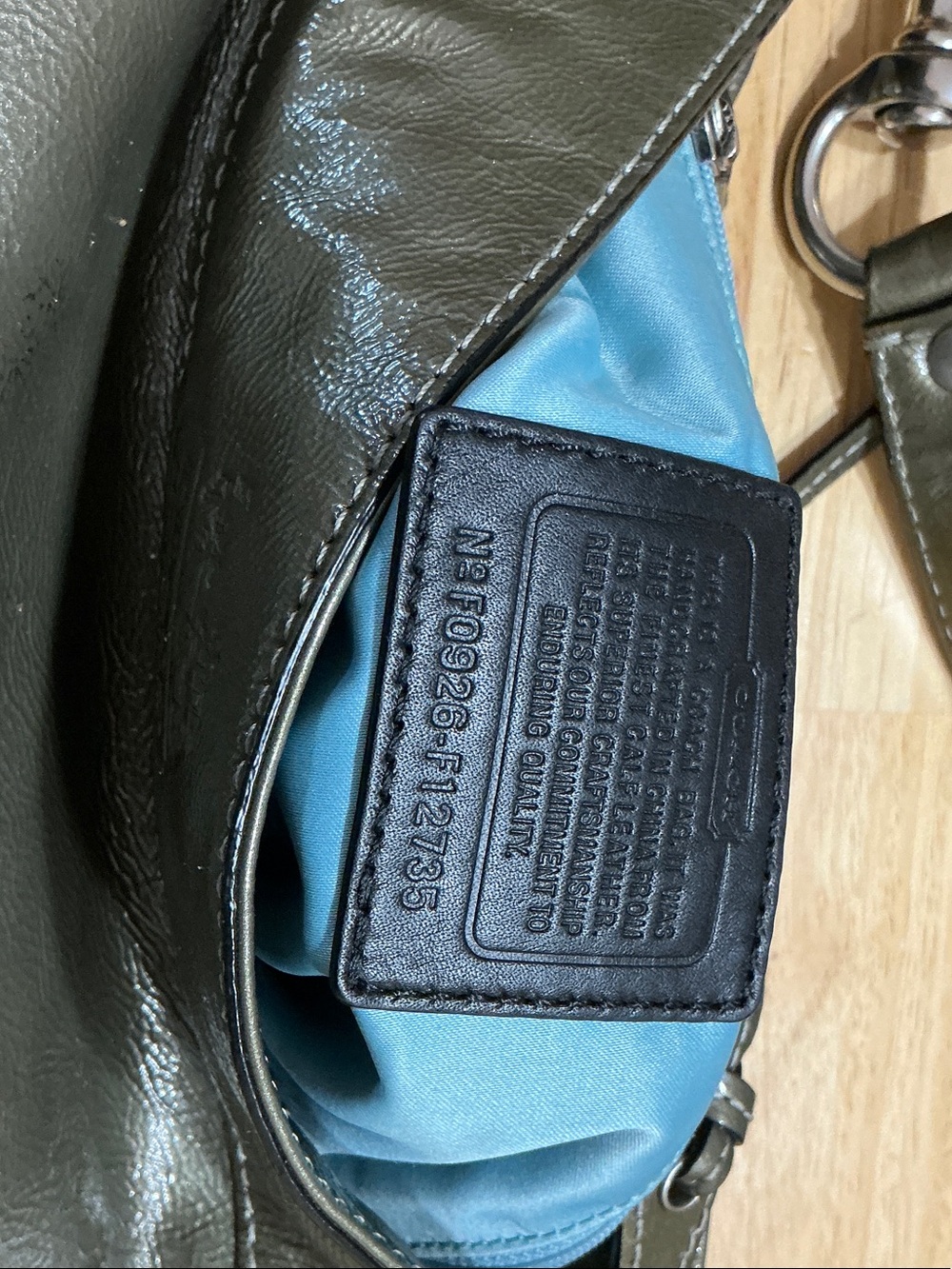 Coach Olive Green Leather Shoulder Bag - Picture 2 of 5
